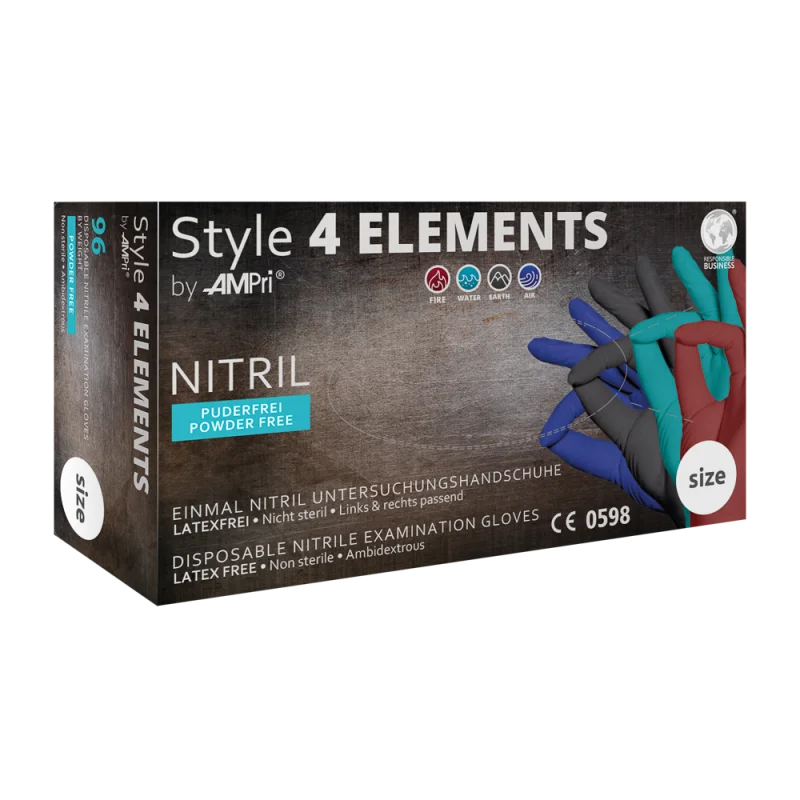 AMPRI-Einwegschutz, Style 4 Elements, Nitril-Untersuchungshandschuh, puderfrei, Farbenmix, Gr. XS-XL