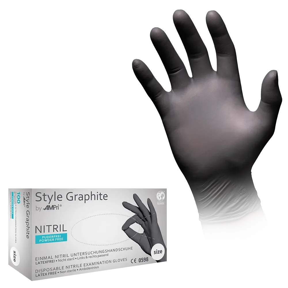 AMPRI-Einwegschutz, Style Graphite, Nitril-Untersuchungshandschuh, puderfrei, anthrazit, Gr. XS-XL