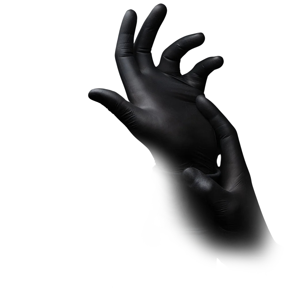 AMPRI-Einwegschutz, Einweg-Nitril-Untersuchungs-Handschuhe, Einmalhandschuhe, STYLE BLACK, ungepudert, schwarz, VE =10 Pkg. á 100 Stück