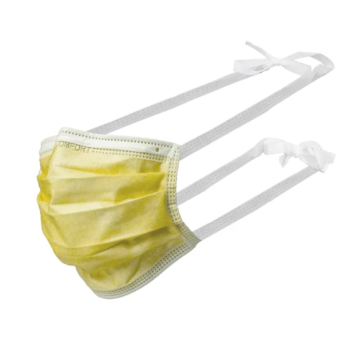 AMPRI-Einwegschutz, Einweg-Mundschutz, MED COMFORT, 3-lagig zum Binden, VE = Pkg. á 50 Stück, gelb