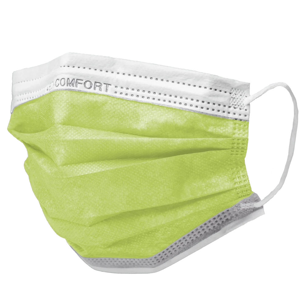 AMPRI-Einwegschutz, Einweg-Mundschutz, MED COMFORT, 3-lagig, runde Elastikbänder, VE = Pkg. á 50 Stück, limette
