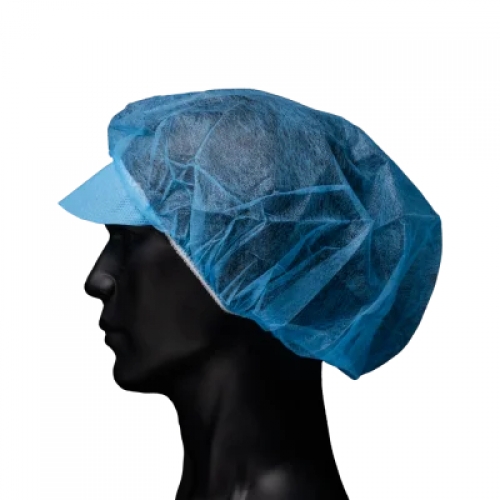 AMPRI-Einwegschutz, Einweg-Baretthauben, MED COMFORT, mit Schirm, VE = Pkg. á 100 Stück, blau