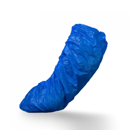 AMPRI-Einwegschutz, Einweg-CPE-Überschuhe, MED COMFORT, gehämmert, mit Gummizug, extra stark, VE = Pkg. á 100 Stück, blau