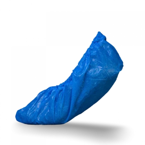 AMPRI-Einwegschutz, Einweg-VPE-Überschuhe, MED COMFORT, Ultra Stark, gehämmert, mit Gummizug, 15 x 42 cm, VE = Pkg. á 50 Stück, blau