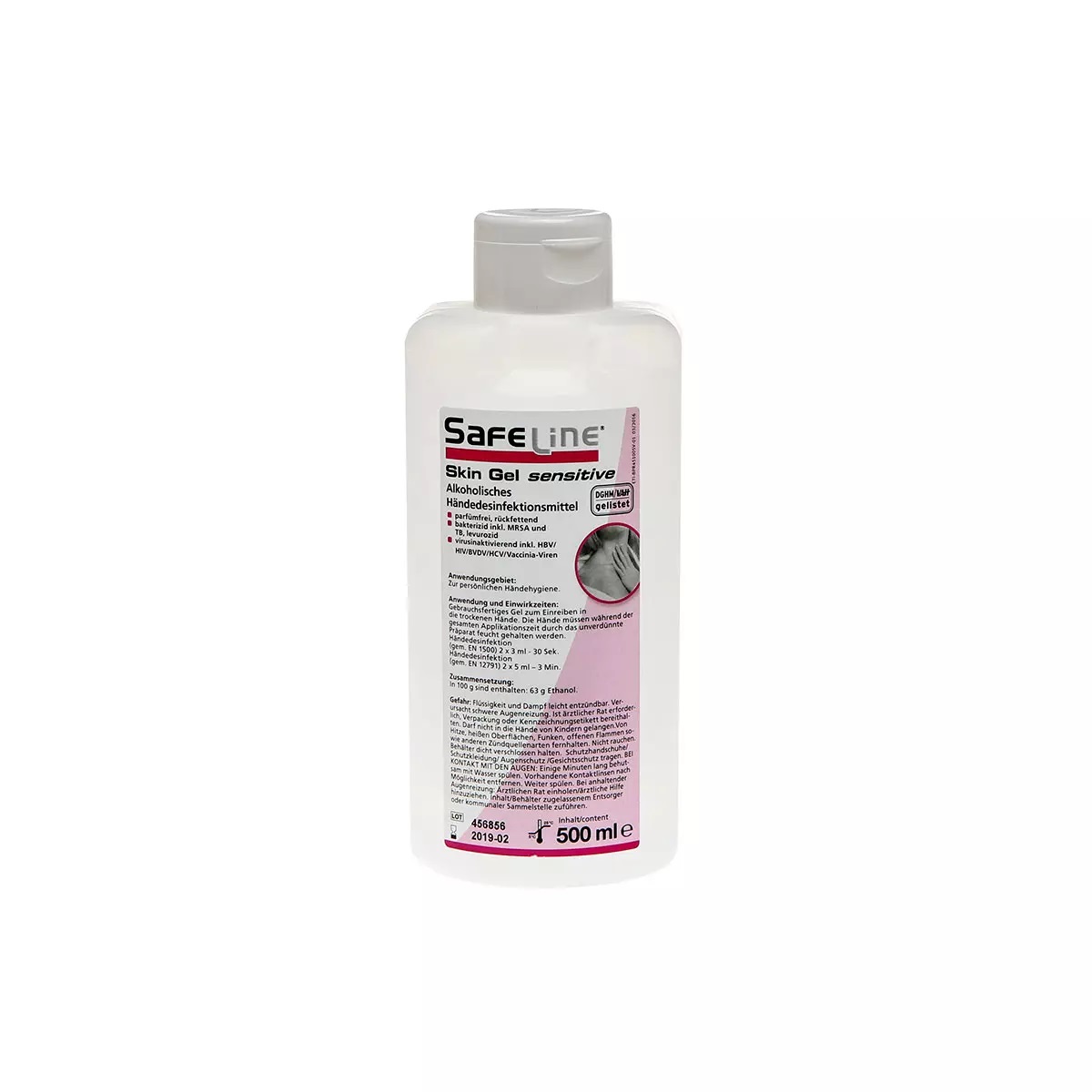 AMPRI-Händedesinfektion, Safeline, Skin Gel Sensitive, 500 ml, VE = 20 Flaschen