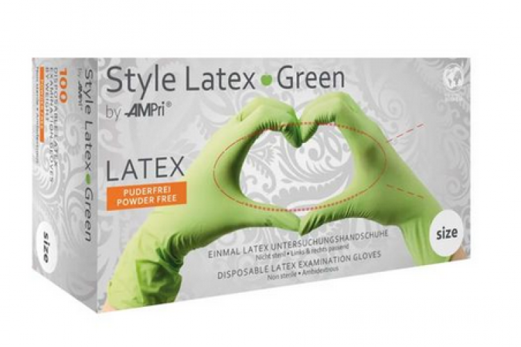 AMPRI-Einwegschutz, Style Latex Green, Latex-Untersuchungshandschuhe, puderfrei, grün