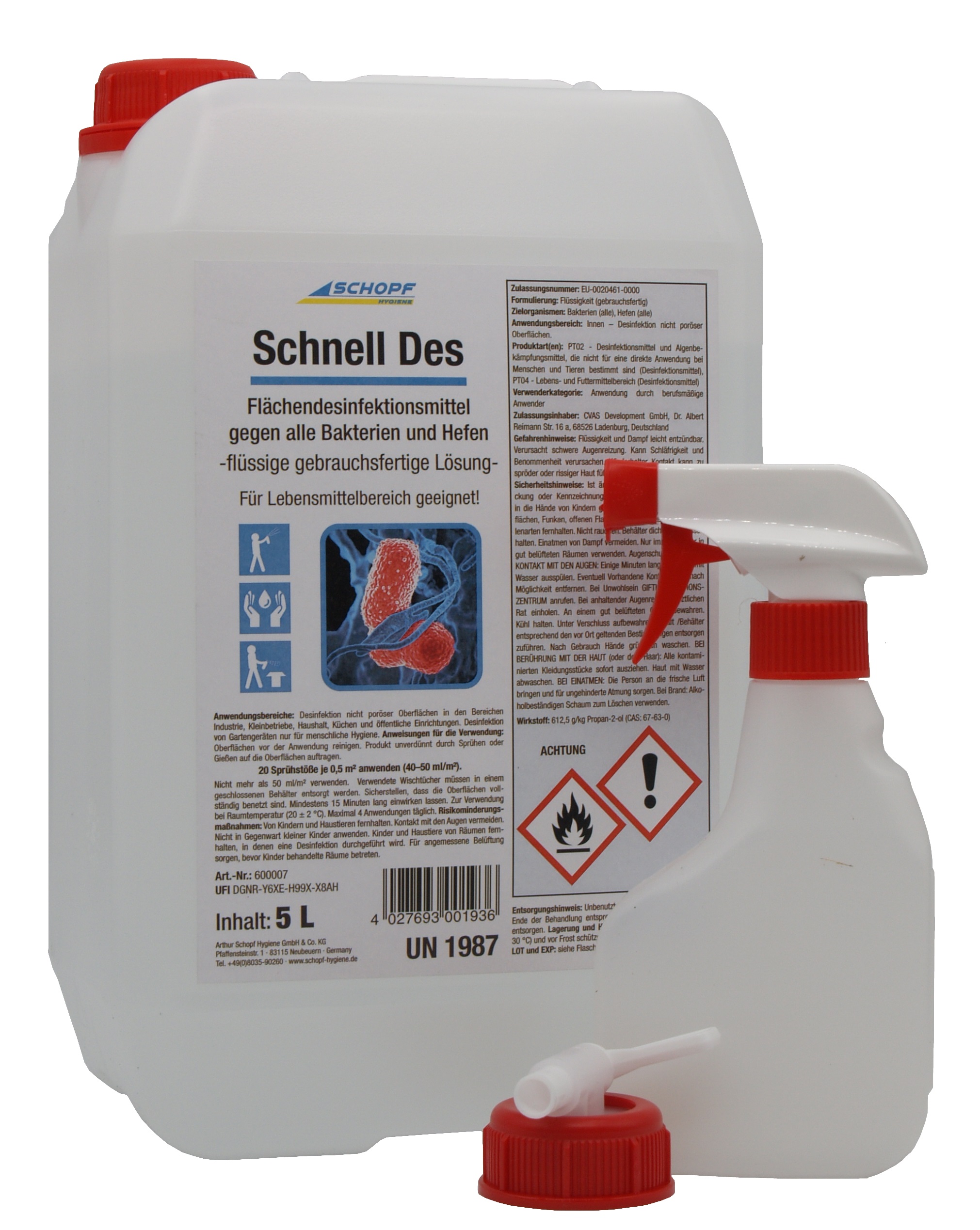 SCHOPF Flächendesinfektion, Desinfektionsmittel Schnell Des 5L Kanister