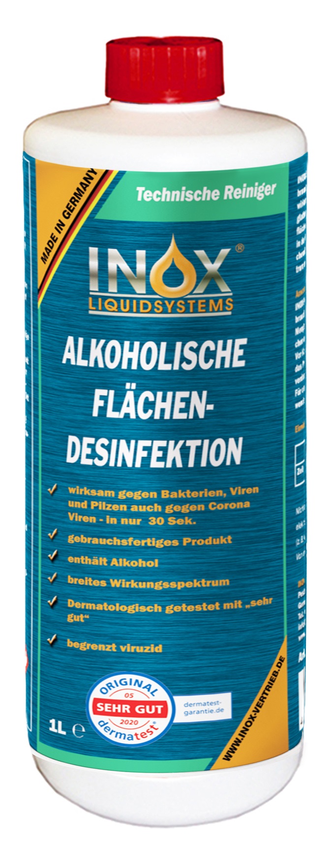 INOX Alkoholische Flächendesinfektion für Oberflächen, 1 Liter
