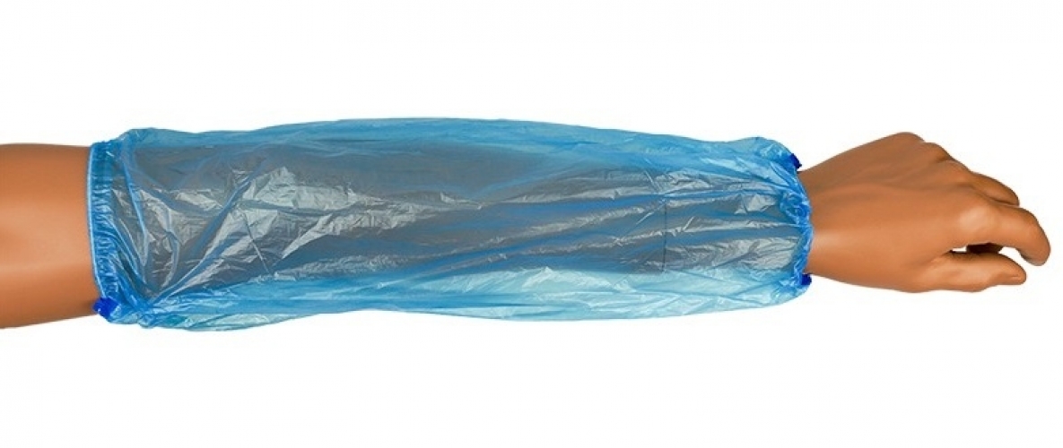FITZNER-Einwegschutz, PE-Ärmelschoner, 40x20 cm blau, Pkg. á 100 Stk., VE = 20 Pkg.