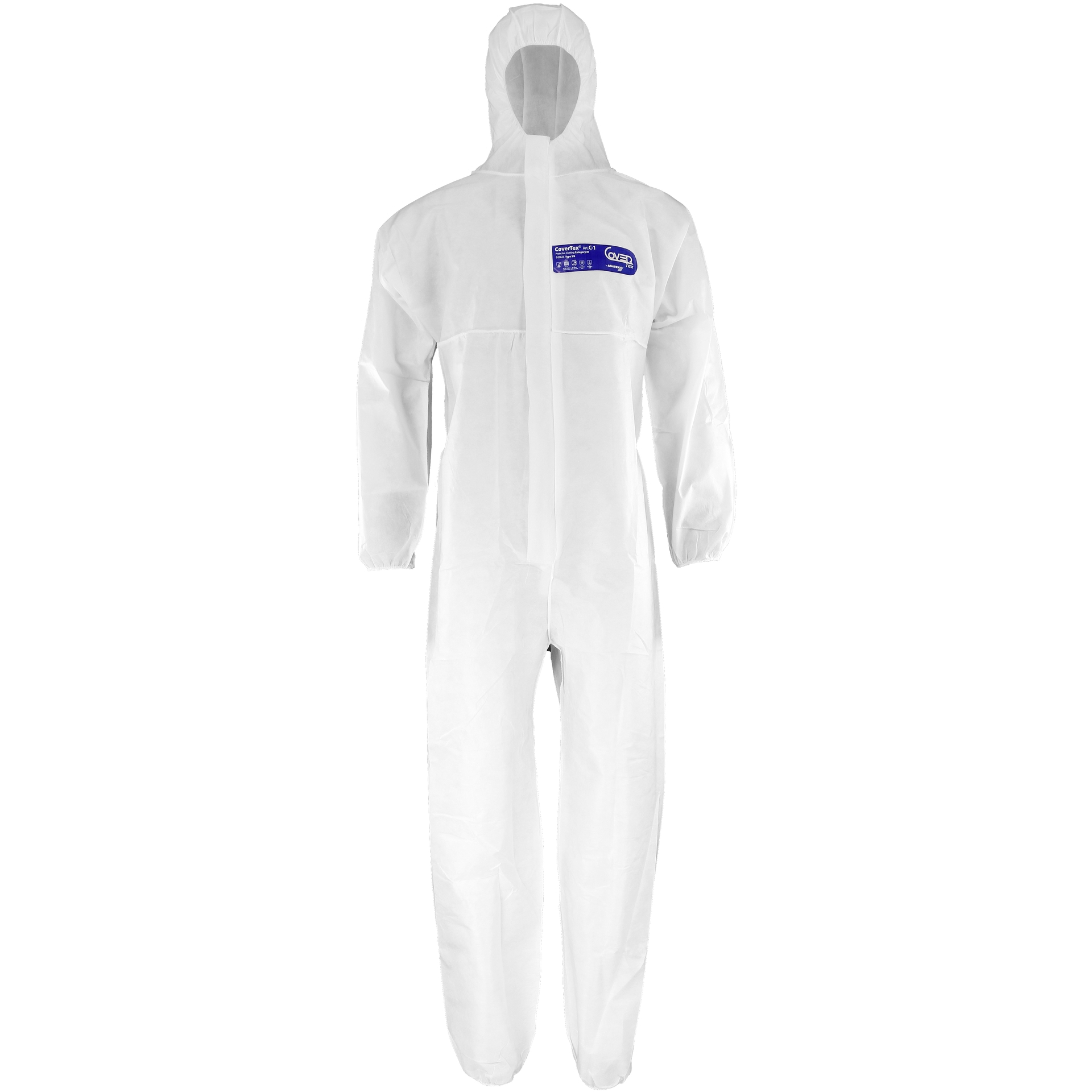 ASATEX-Einwegschutz, CoverTex Einweg-Overall, Schutzanzug, Einmal-Schutzoverall, 1, weiss, VE = 50 Stk.