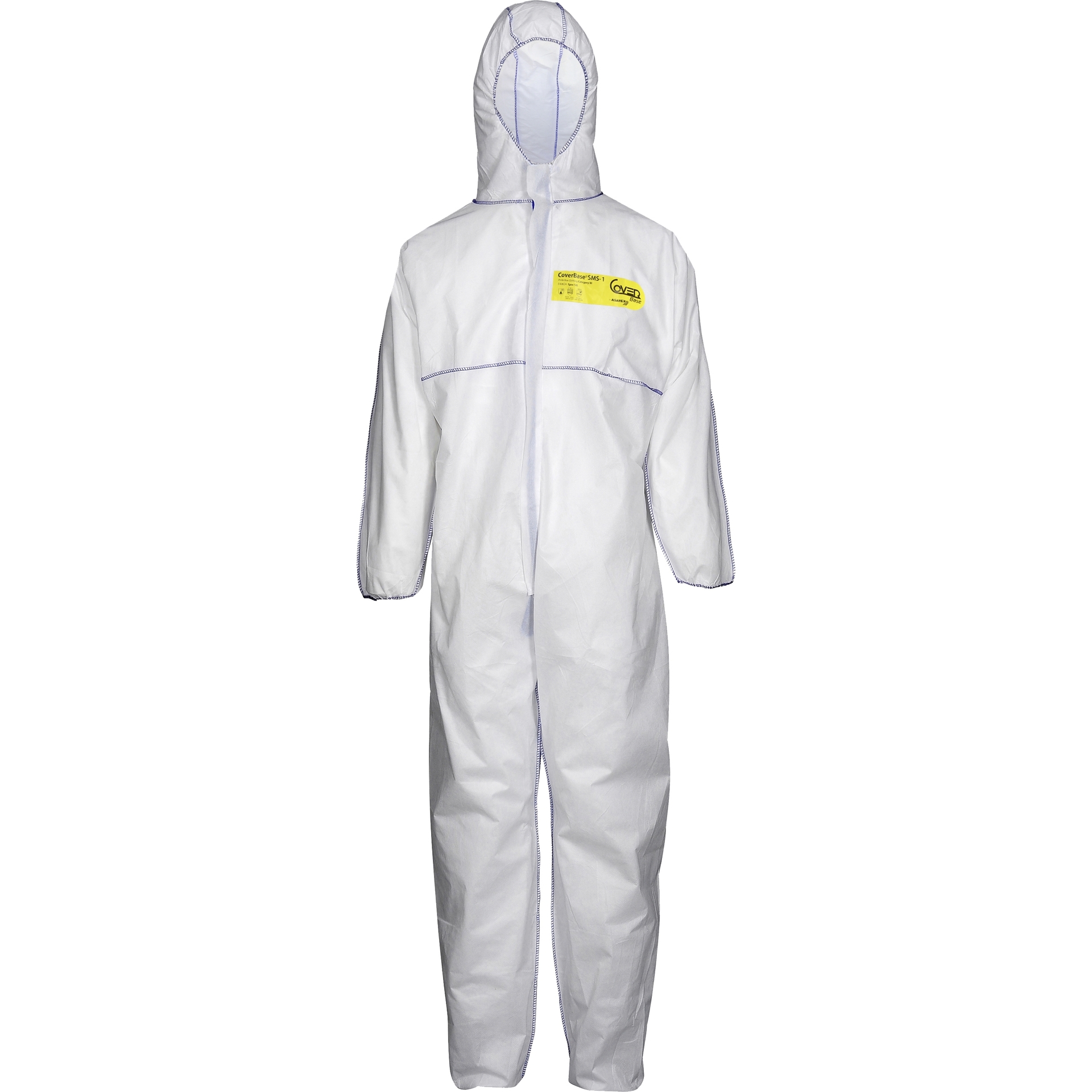 ASATEX-Einwegschutz, CoverBase Einweg-Overall, Schutzanzug, Einmal-Schutzoverall, SMS-1, weiss, VE = 50 Stk.
