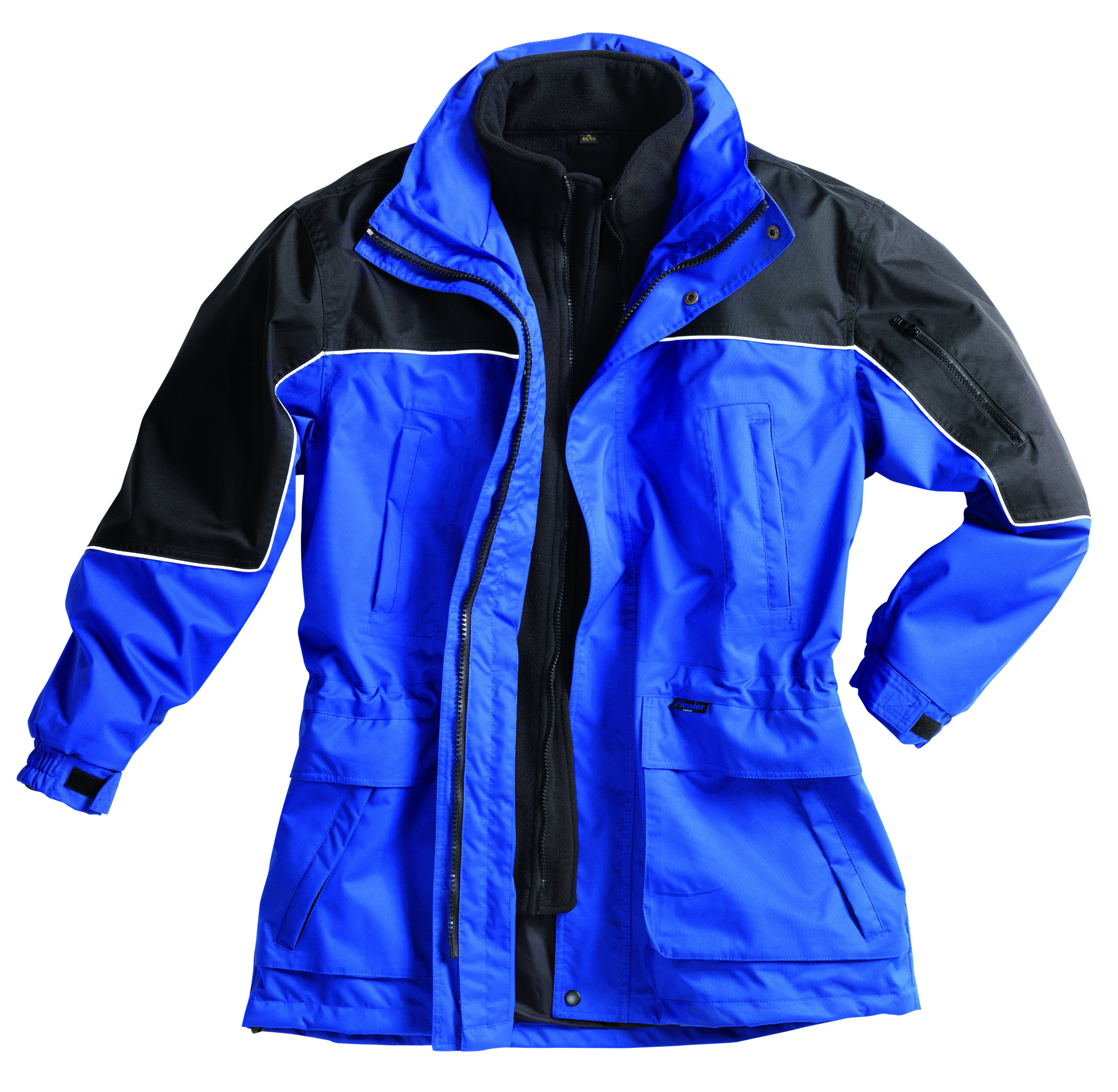 Gr.XL PIONIER Parka Winterjacke Berufsjacke Schutzjacke mit Reflexbiese OUTDOOR kornblau schwarz ca 210g
