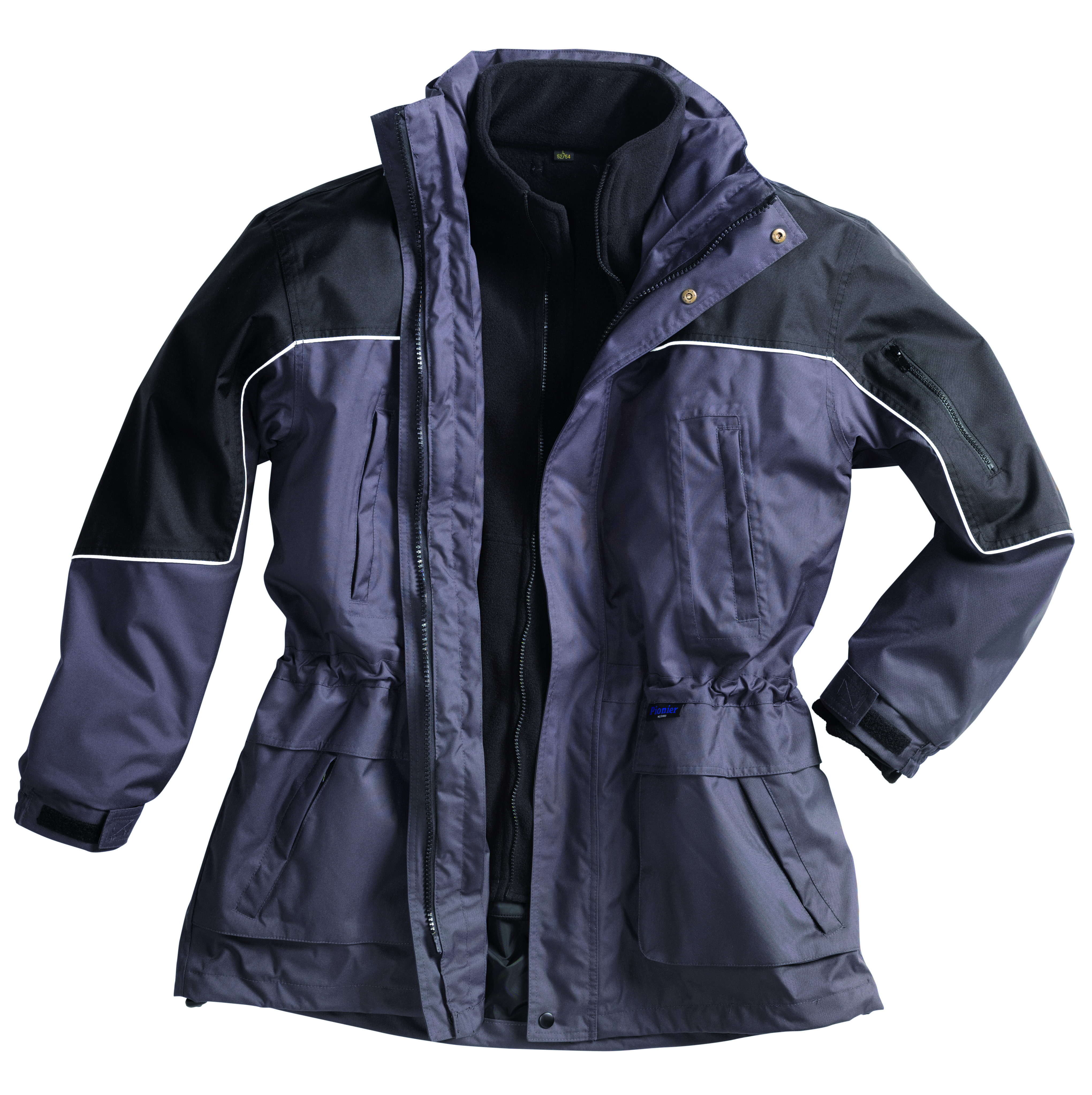 PIONIER Parka Arbeitsjacke Winterjacke Berufsjacke Schutzjacke mit Reflexbiese OUTDOOR grau schwarz ca 210g