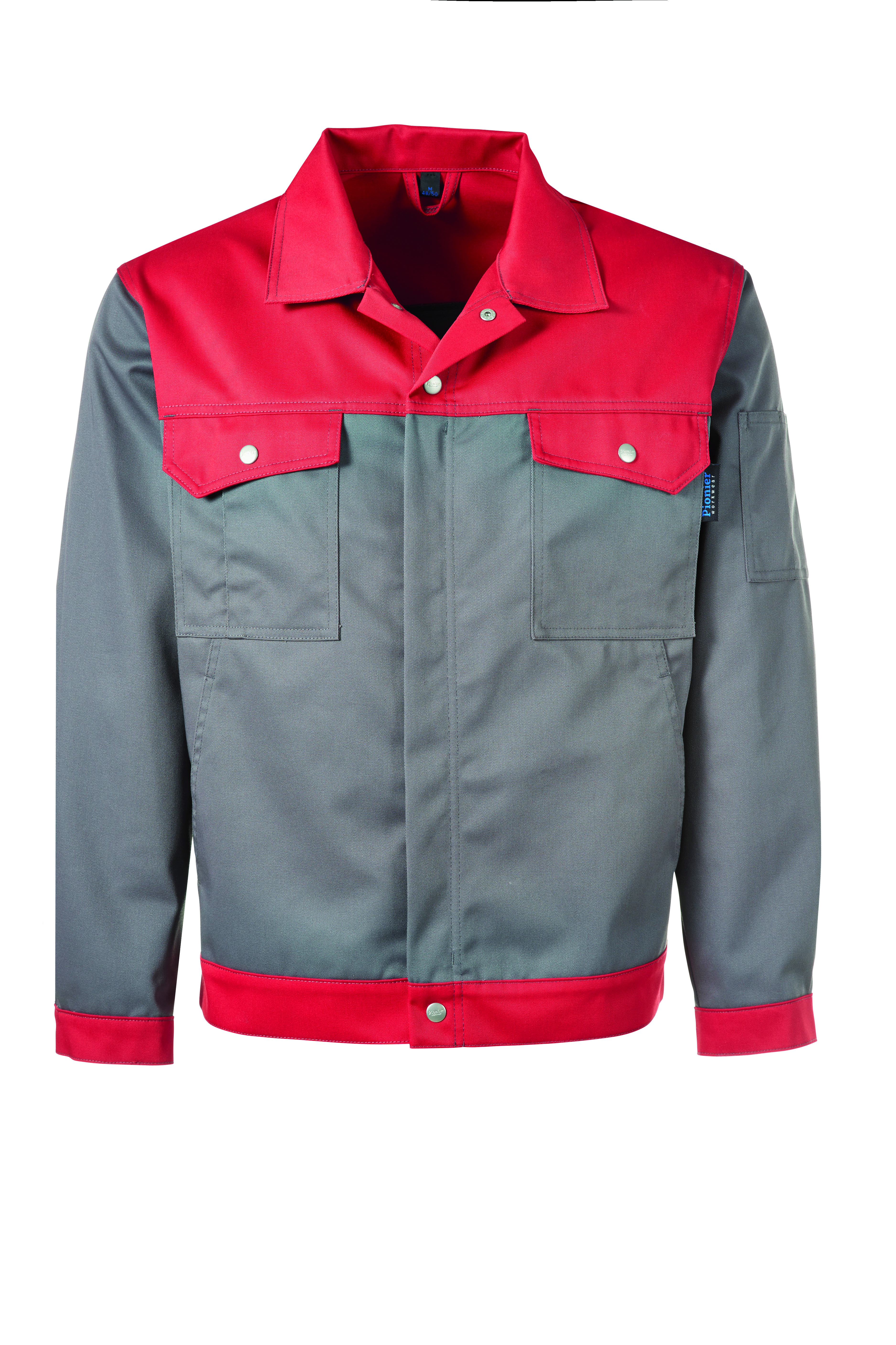 PIONIER Bundjacke Arbeitsjacke Berufsjacke Schutzjacke Arbeitskleidung Berufskleidung grau rot