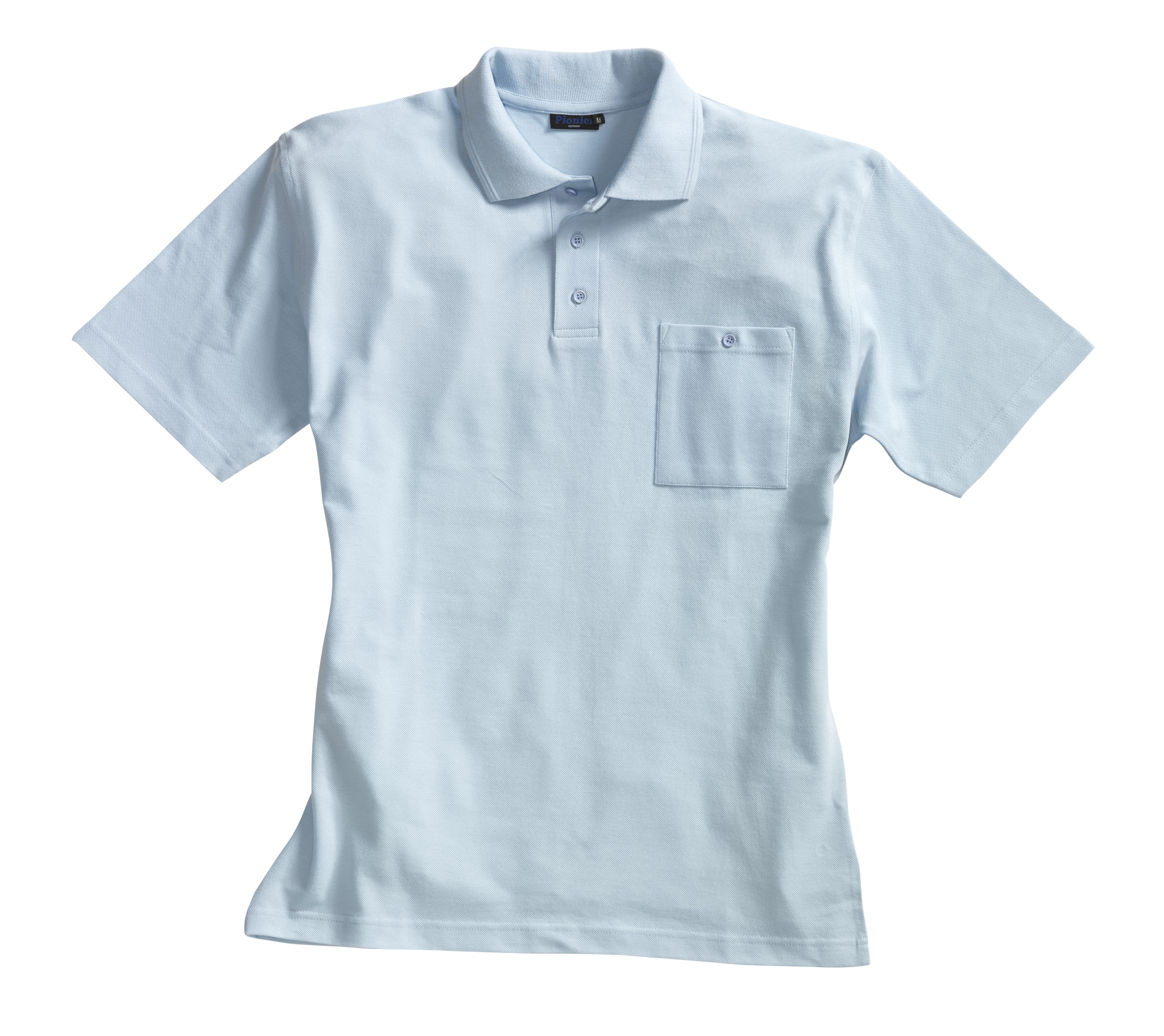 PIONIER Poloshirt Arbeitsshirt Berufsshirt Arbeitskleidung mit Brusttasche Pique, hellblau