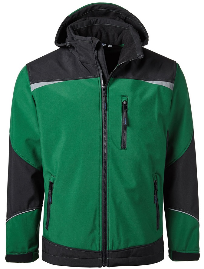 Pionier-Kälteschutz, Softshell-Arbeits-Berufs-Jacke, OUTDOOR, flaschengrün/schwarz