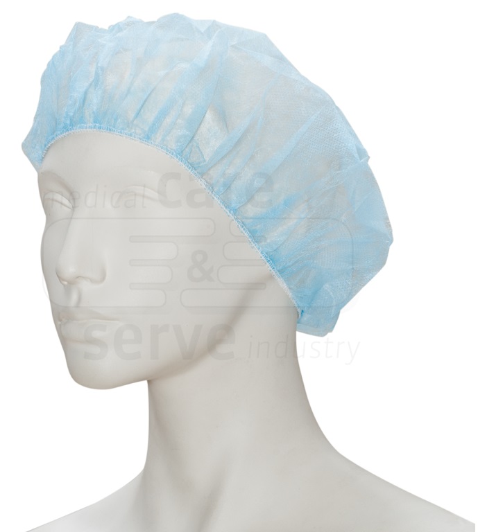 care&serve-Einwegschutz, Einweg-Vlies Hauben, Barett, Polybeutel, Pkg. á 100 Stück, VE = 2000 Stück, blau