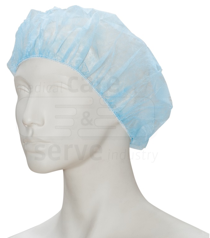 care&serve-Einwegschutz, Einweg-Vlies Hauben, Barett, Polybeutel, Pkg. á 100 Stück, VE = 2000 Stück, blau