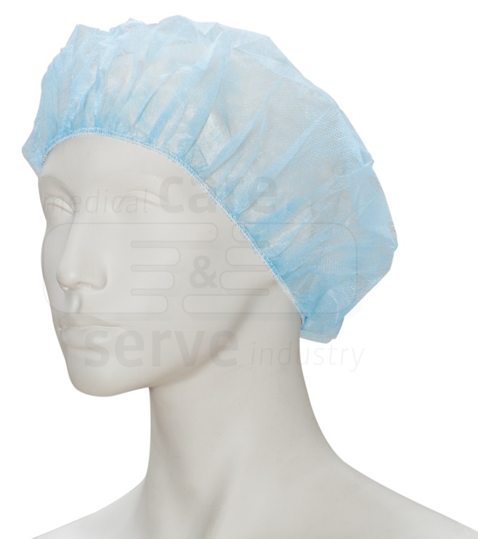care&serve-Einwegschutz, Einweg-Vlies Hauben, Barett, Spenderbox, Pkg. á 100 Stück, VE = 1000 Stück, blau