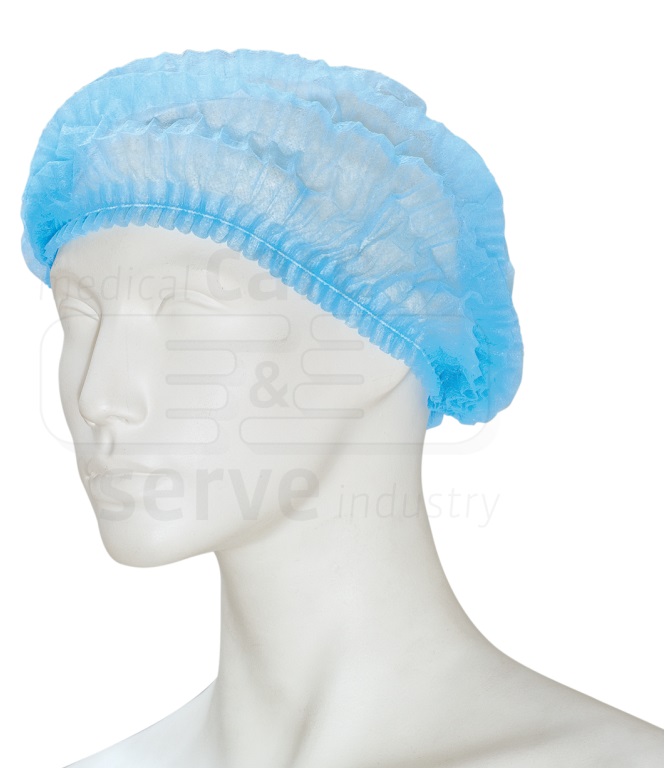 care&serve-Einwegschutz, Einweg-Vlies Hauben, Clip, Polybeutel, Pkg. á 100 Stück, VE = 1000 Stück, blau