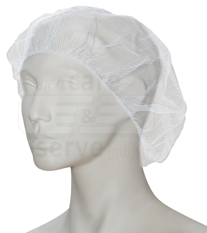 care&serve-Einwegschutz, Einweg-Nylon Netzhauben, Barett, Honigwabennetz, Polybeutel, Pkg. á 100 Stück, VE = 2000 Stück, weiß