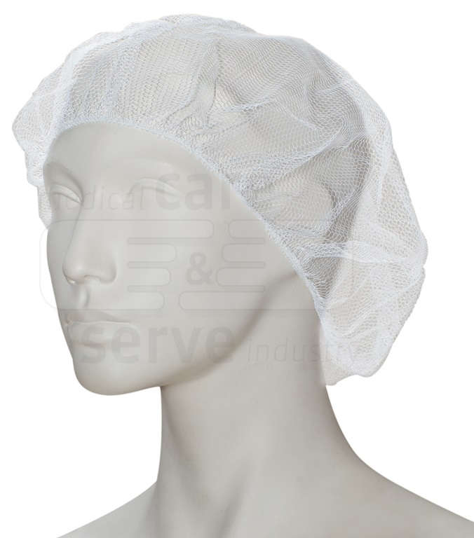 care&serve-Einwegschutz, Einweg-Nylon Netzhauben, Barett, Honigwabennetz, Polybeutel, Pkg. á 100 Stück, VE = 2000 Stück, weiß