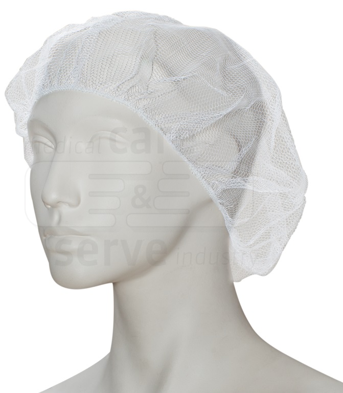 care&serve-Einwegschutz, Einweg-Nylon Netzhauben, Barett, Honigwabennetz, Polybeutel, Pkg. á 100 Stück, VE = 2000 Stück, weiß