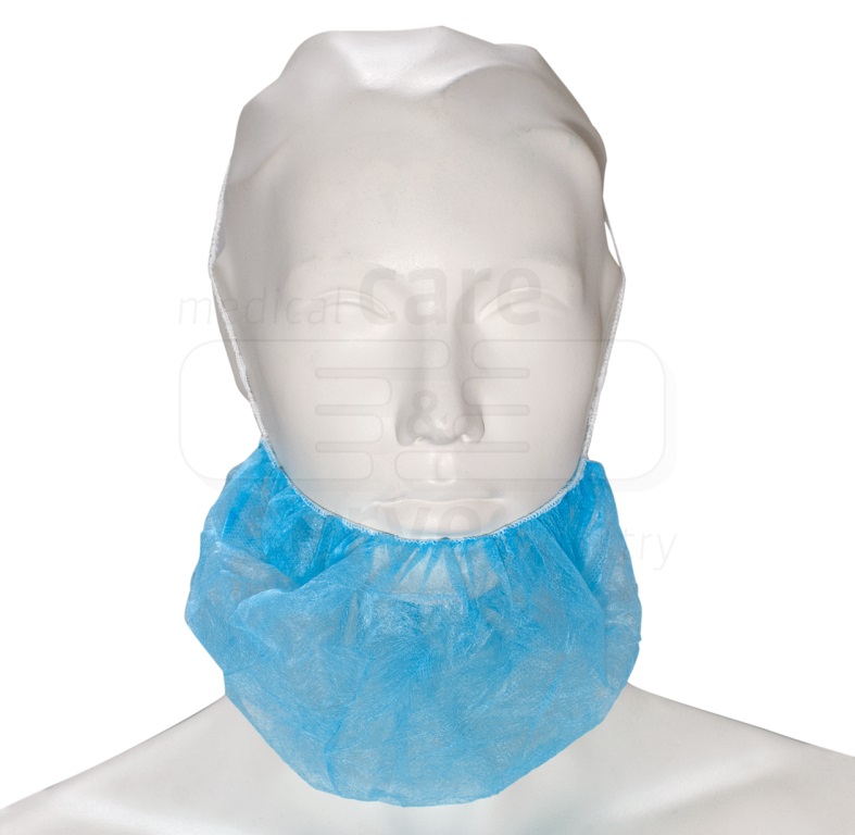 care&serve-Einwegschutz, Einweg-Vlies Bartschutz, Polybeutel, Pkg á 100 Stück, VE = 2000 Stück, blau
