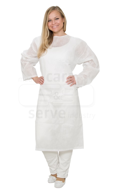 care&serve-Hygiene, Einweg-Vlies Patientenhemd, Bänder im Nacken, 45 g/m², Polybeutel, 150 x 120 cm, VE = 50 Stück, weiß