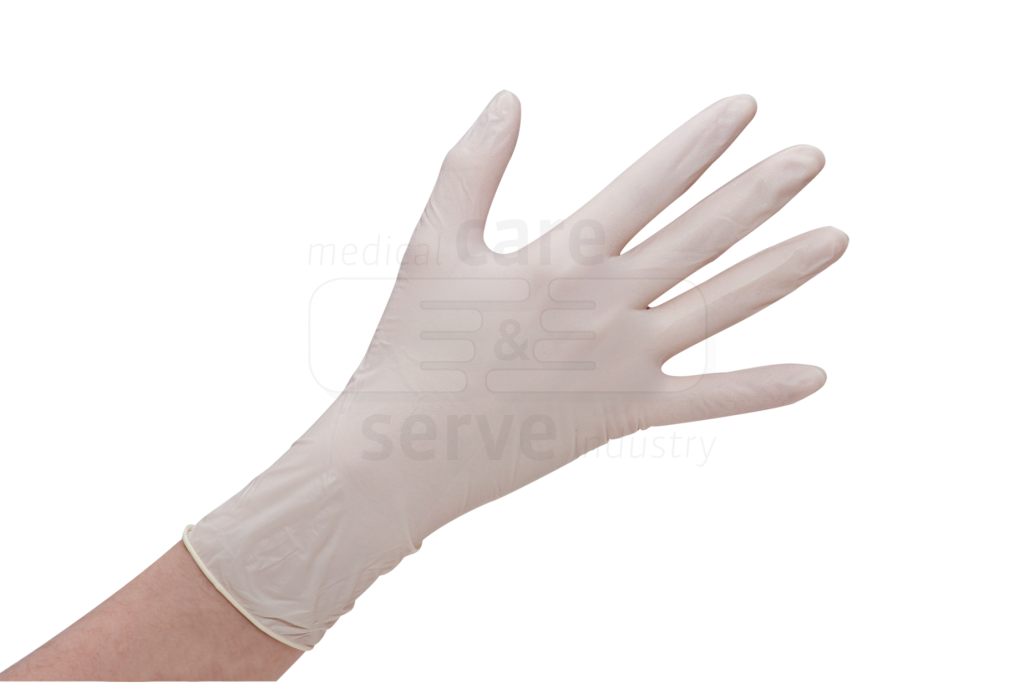 care&serve-Einwegschutz, Einmal-Einweg-Latex Handschuhe, Grip Plus, puderfrei, naturweiß, Pkg á 100 Stück, VE = 1 Pkg.