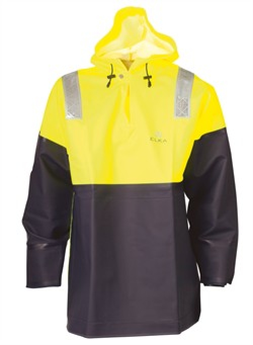 ELKA Warnschutzjacke Arbeitsjacke Warnschutz Warnkleidung Warnjacke UNLIMITED mit Neoprenmanschette warngelb marine 600g