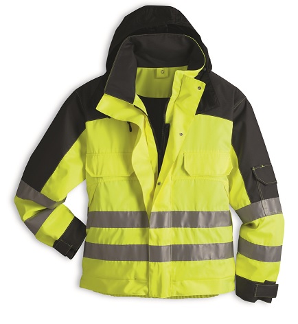 KEMPEL Warnschutzjacke Arbeitsjacke Warnkleidung Warnjacke Warnschutz mit Kapuze warngelb anthrazit