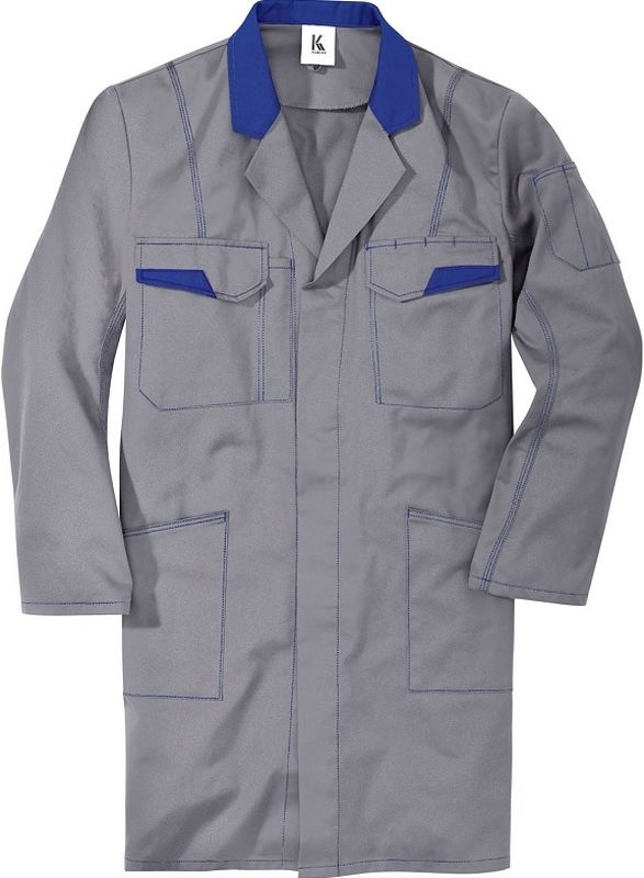 Gr.L KÜBLER Image Dress  Berufsmantel, ca. 240g/m², mittelgrau/kbl.blau