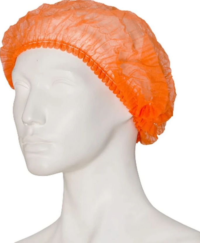 care&serve-Einwegschutz, Einweg-Vlies Hauben, Clip, Polybeutel, Pkg. á 100 Stück, VE = 1000 Stück, orange