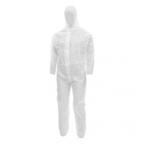 NITRAS-Einwegschutz, POLYSAFE BASIC II, Einweg-Overall, Schutzanzug, Einmal-Schutzoverall, weiß, EN ISO 13982-1, EN 13034
