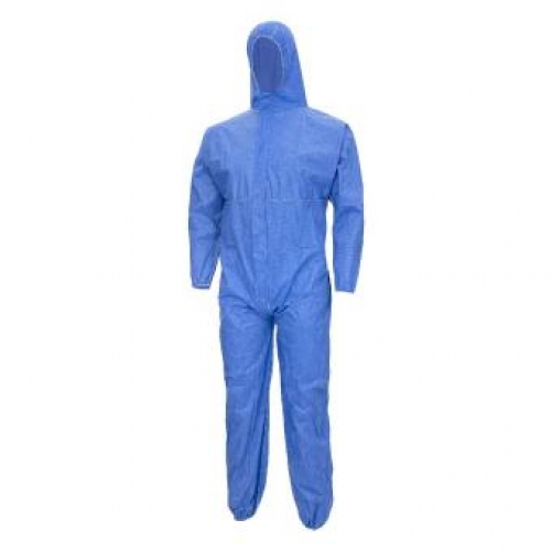 NITRAS-Einwegschutz, POLYSAFE BASIC II, Einweg-Overall, Schutzanzug, Einmal-Schutzoverall, blau