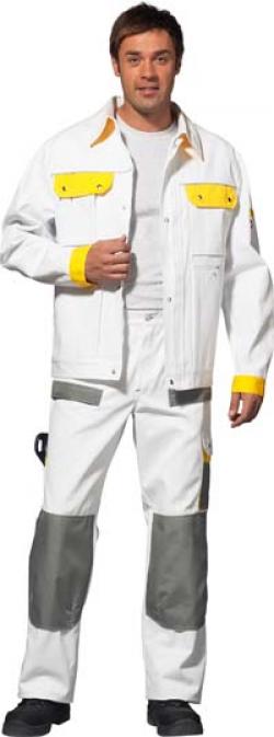 BEB MalerBundhose Arbeitshose Berufshose Workerhose Arbeitskleidung Berufskleidung, weiss/gelb/grau