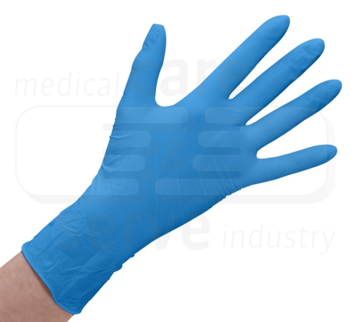 care&serve-Einwegschutz, Einmal-Einweg-Latex Handschuhe, gepudert, glatt, blau, Pkg á 100 Stück, VE = 1 Pkg.