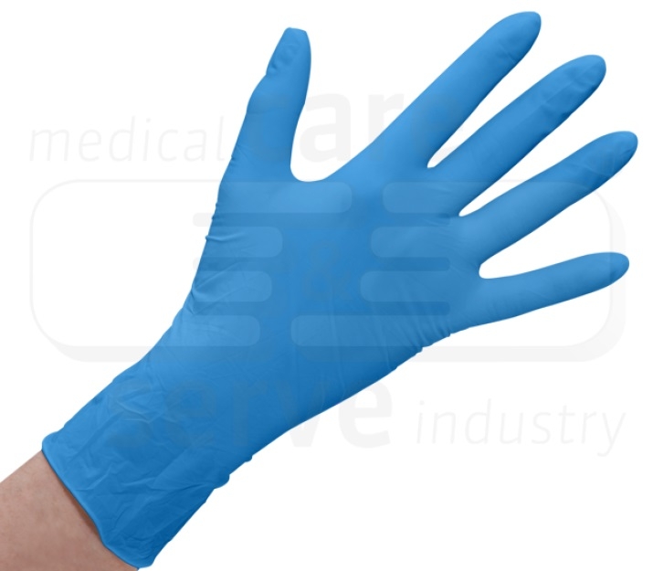 care&serve-Hygiene, Einmal-Einweg-Latex Handschuhe, gepudert, glatt, blau, Pkg á 100 Stück, VE = 1 Pkg.