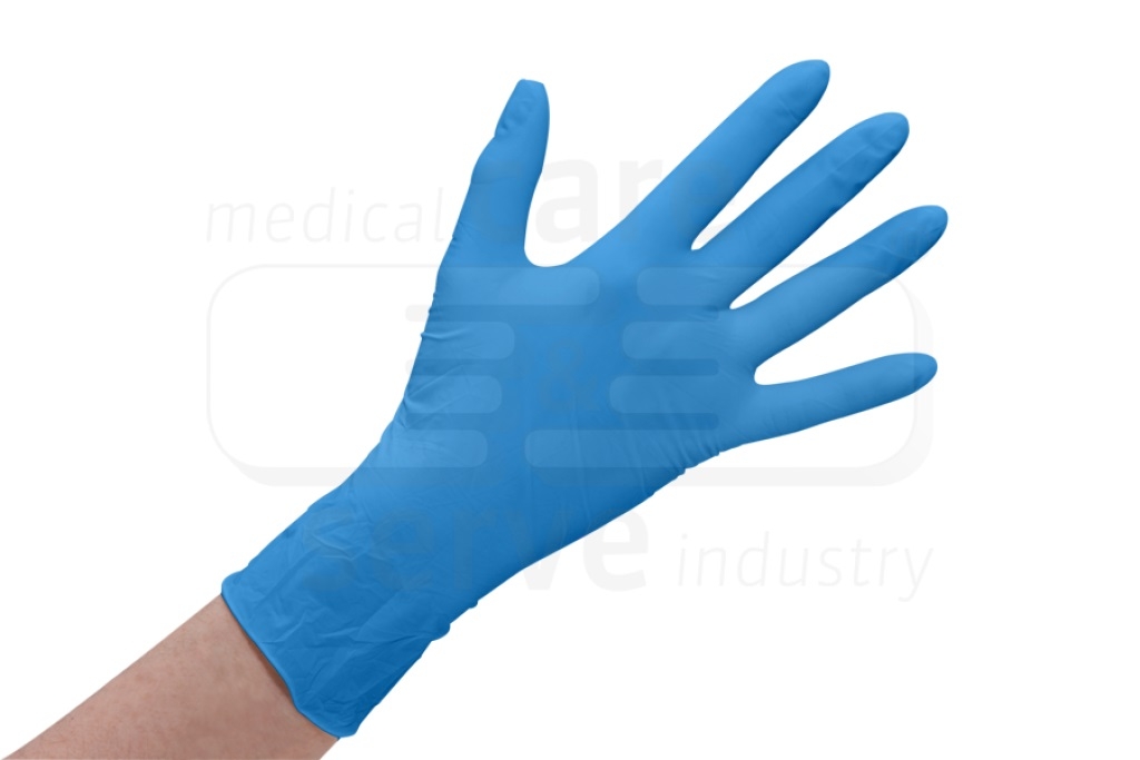 care&serve-Hygiene, Einmal-Einweg-Latex Handschuhe, gepudert, glatt, blau, Pkg á 100 Stück, VE = 1 Pkg.