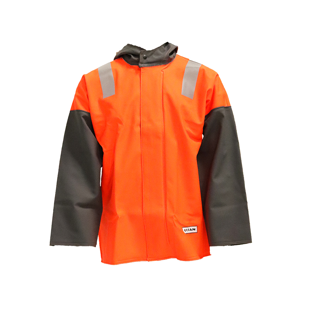 OCEAN-Nässeschutz, Regenschutz, Mariner-Jacke, 600 g/m², neonorange/grau