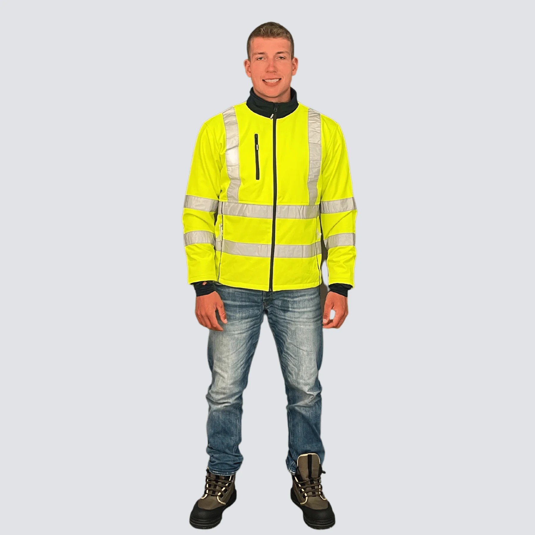 OCEAN-Softshell-High-Vis-Jacke, 300 g/m², neongelb/marine