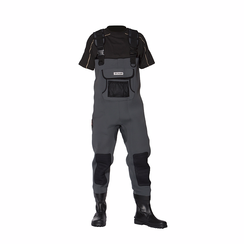 OCEAN-Nässeschutz, Regenschutz, Neoprene-Wathose, 5mm Neopren, grau