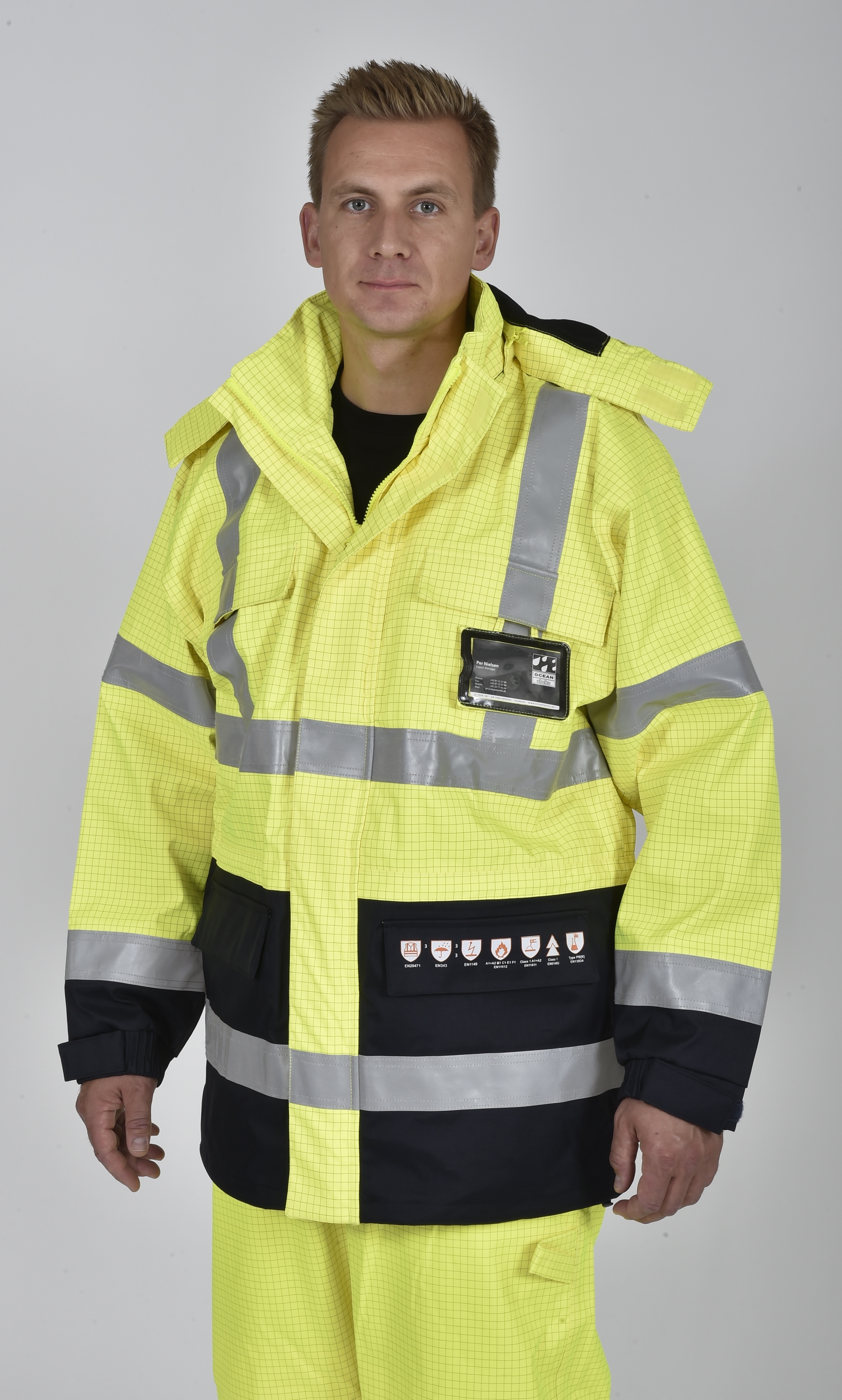 OCEAN-Warnschurz-Jake, Multinorm Protect High-Vis, warngelb/marine