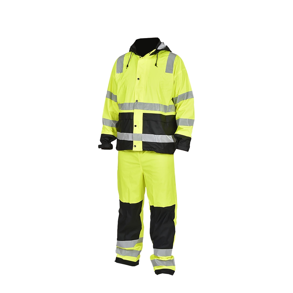 OCEAN-Nässeschutz, Regenschutz, Regenanzug (Jacke+Hose), Tony High-Vis, 170 g/m², neongelb/schwarz