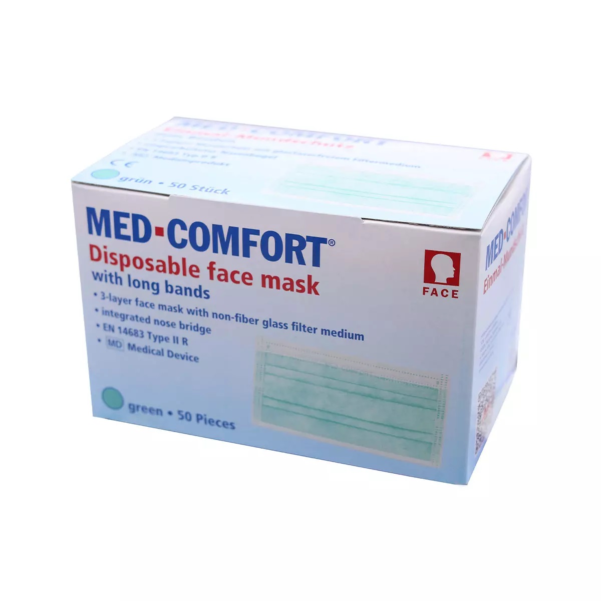 AMPRI-Einwegschutz, Einweg-Mundschutz, MED COMFORT, 3-lagig zum Binden, VE = Pkg. á 50 Stück, pink