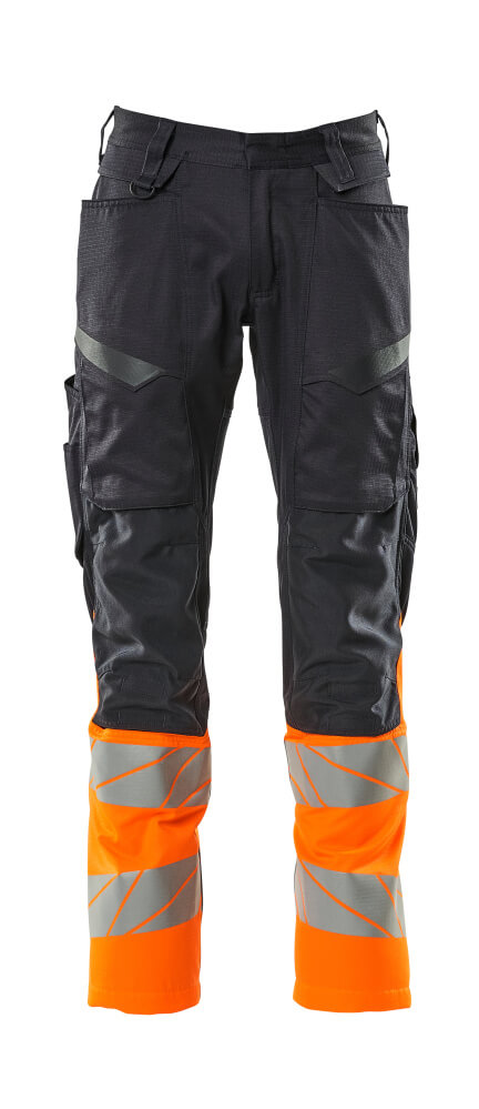 MASCOT-Warnschutz-Bundhose mit Knietaschen, ACCEL SAFE, ca. 82 cm, schwarzblau/warnorange