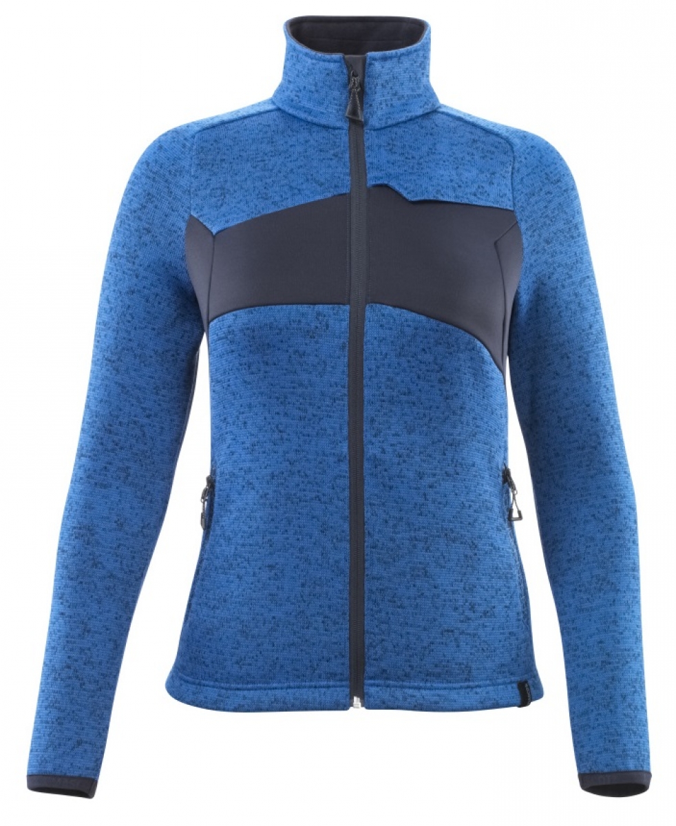MASCOT-Kälteschutz, Damen Strickpullover mit Reißverschluss, ACCELERATE, 300 g/m², azurblau/schwarzblau