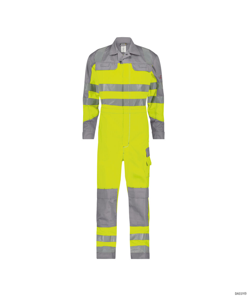 DASSY-Warnschutz, Warn-Overall SPENCER , gelb/grau