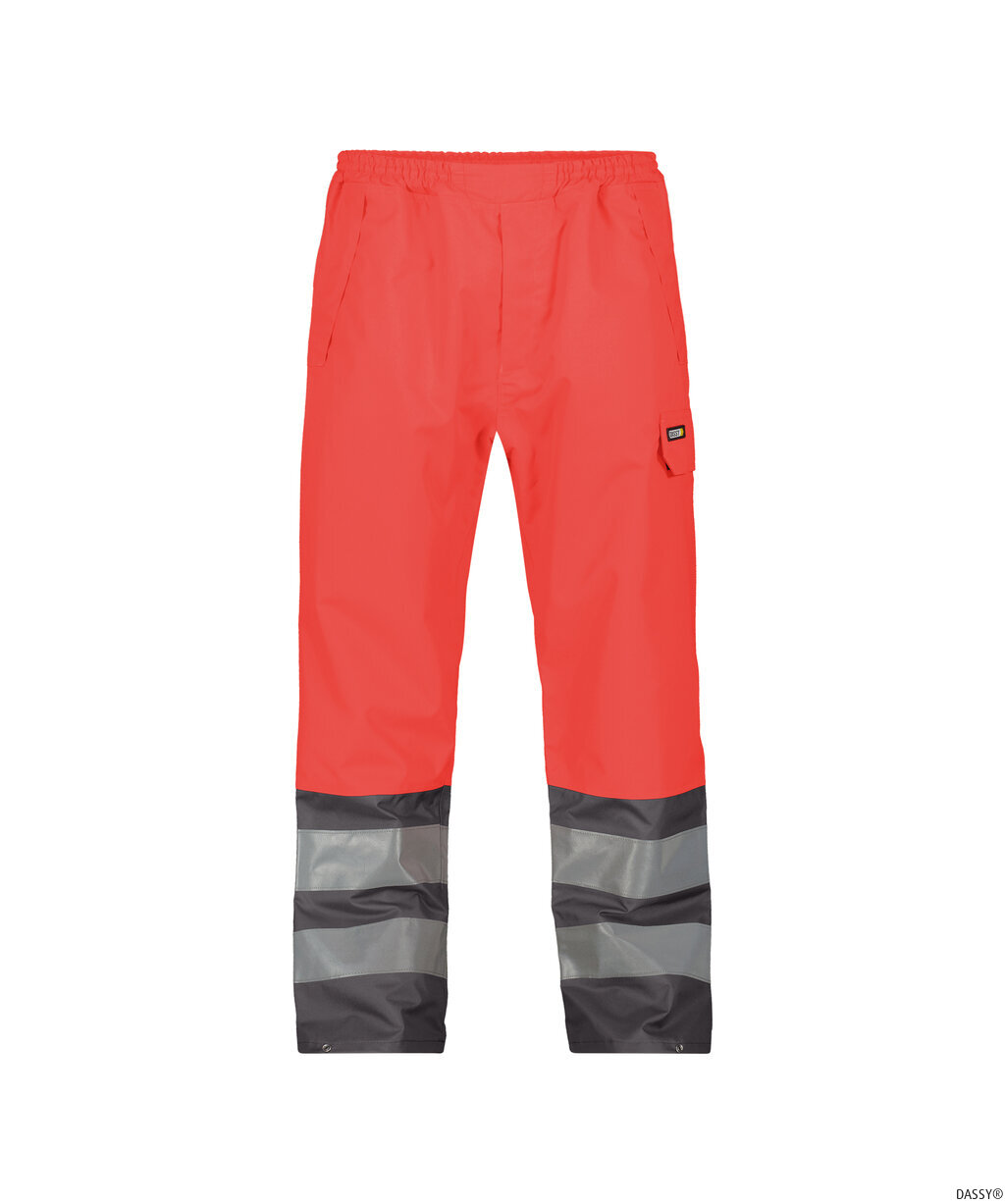 DASSY-Warnschutz, Regen-Warn-Bundhose SOLA,   rot/grau